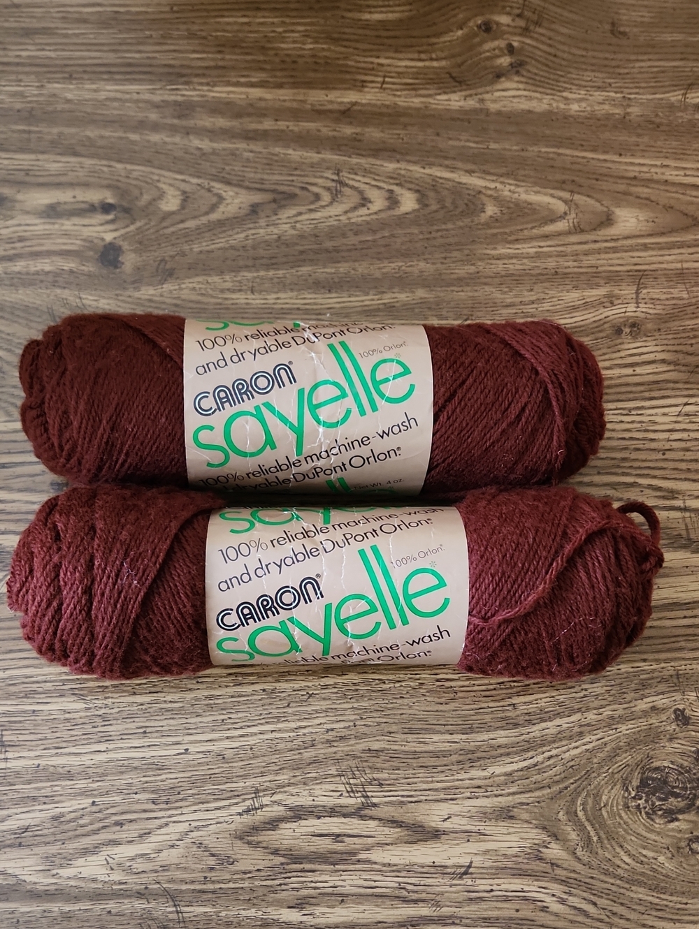 2 Skeins Vintage Discontinued Caron Sayelle Yarn - Dark Rust